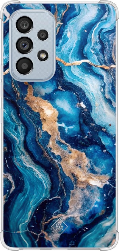 Casimoda® hoesje - Geschikt voor Samsung Galaxy A53 - Ocean Marble - Shockproof case - Extra sterk - Siliconen/TPU - Blauw, Transparant
