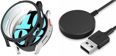 Strap-it TPU case zwart + oplaadkabel – geschikt voor Samsung Galaxy Watch 6 40mm – schokbestendig beschermhoesje & duurzame oplader