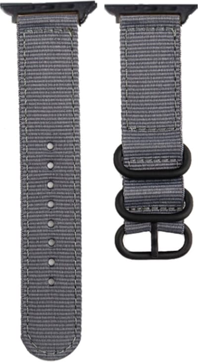 Nylon bandje - geschikt voor Apple Watch 1/2/3/4/5/6/7/8/9/10/11/ SE (1,2,3) met maat 38 mm / 40 mm / 41 mm en 42 mm (Watch 10/11) - grijs