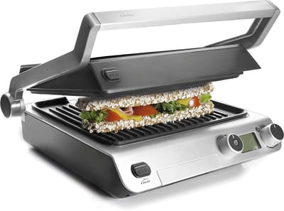 Professionele Inklapbare Contactgrill met Dubbele Kookzone - Krachtig en Eenvoudig te Reinigen