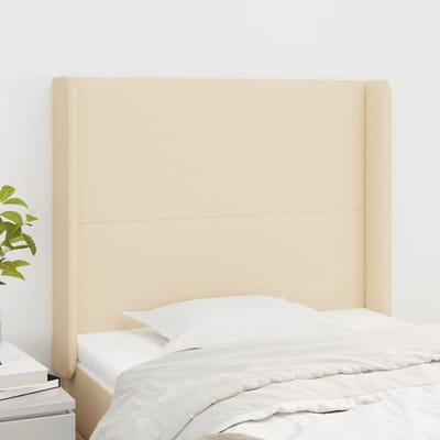 vidaXL - Hoofdbord - met - randen - 93x16x118/128 - cm - stof - crèmekleurig