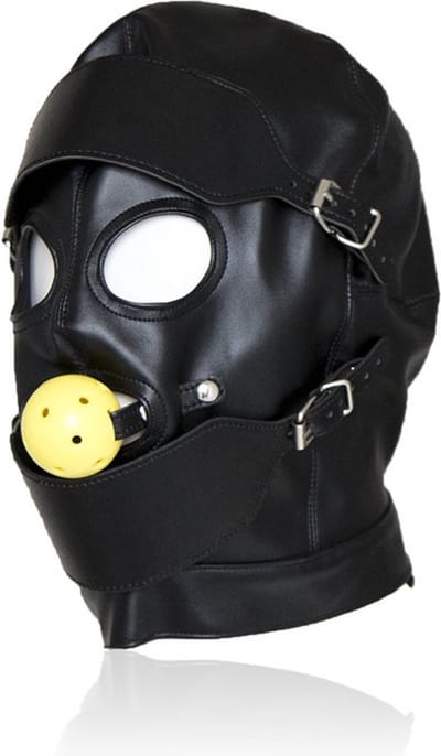 PU leren masker ball gag - zwart
