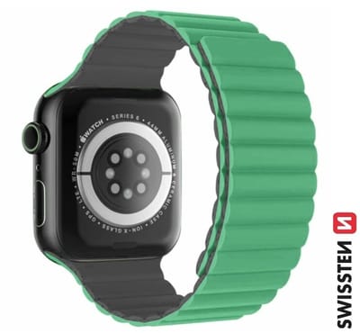 Swissten Magnetic Siliconen Band Geschikt voor Apple Watch 38-41mm – Groen – 46000503