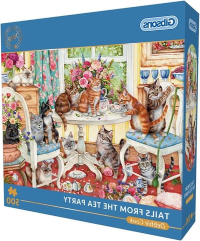 Katten Puzzel - Theekransje Puzzel - Ontspannen Vrije Tijd - 100% Gerecycled Karton - 500 Stukjes - Meerkleurig