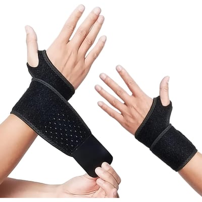 Polsondersteuningsbrace Polsstabilisator Verstelbare polsbandages Beschermer Linker- en rechterhand Polsbandages voor fitness Kantoorpijnverlichting 2 pcs zwart