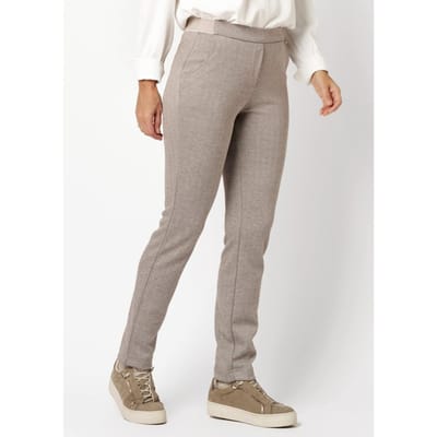 Jersey broek Alice New met elastische tailleband - beige / gedess. - Gr. 19 van Goldner Fashion