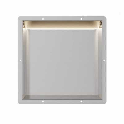 RVS Inbouwnis 30x30x7cm met tegelflens en RGB verlichting