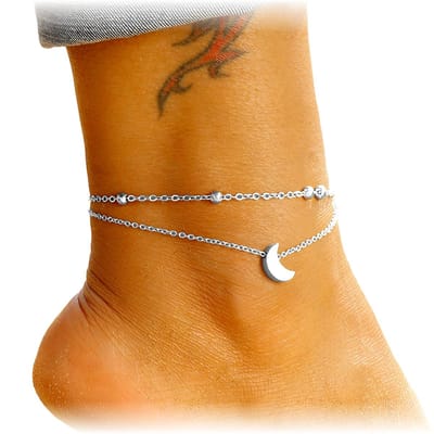 Fako Bijoux® - Enkelbandje - Enkelsieraad - Halve Maan Duo - Zilverkleurig