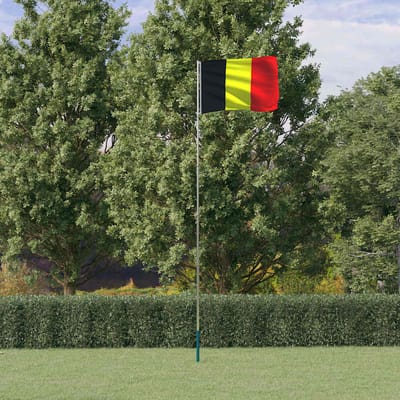 vidaXL - Vlag - met - vlaggenmast - België - 5,5 - m - aluminium