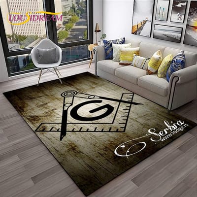 Tapis maçonnique Illuminati avec anneau de franc-maçonnerie, pour la maison, le salon, la chambre à coucher, le canapé, paillasson décoratif, tapis de sol antidérapant pour enfants 40x60cm