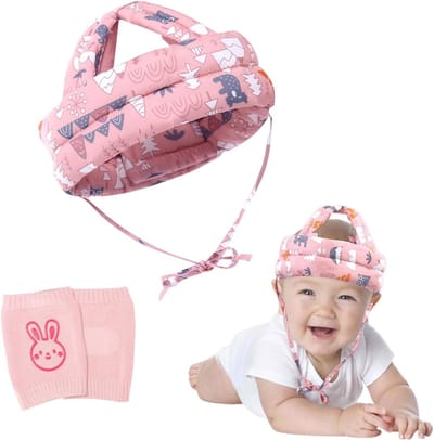 Hoofdbescherming voor Baby's, Verstelbare Fietshelm, Ademend en Comfortabel, Geschikt voor Kinderen van 6 Maanden tot 5 Jaar (Roze)