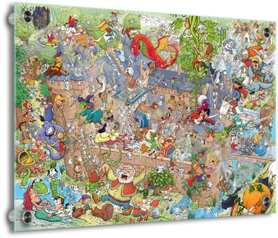 Zoekplaat 50 Sprookjes en 101 Dalmatiërs - Roland Hols - Unieke cartoon op plexiglas - 30 x 40 cm - 5 mm dik - inclusief 4 afstandhouders zwart