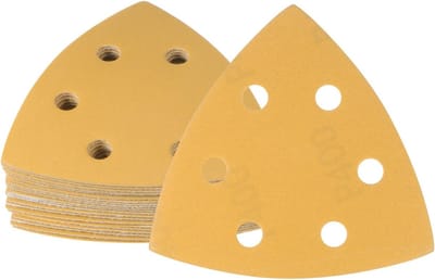 20 Stuks Schuurpapier voor Detail Schuurmachines - Grit 400, 10x10 cm, Geschikt voor Houtbewerking en Polijsten van Meubels, Aluminium Oxide met 6 Gaten