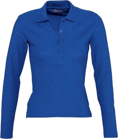 SOLS Dames/dames Podium Lange Mouw Pique Katoenen Polo Shirt (Koningsblauw)