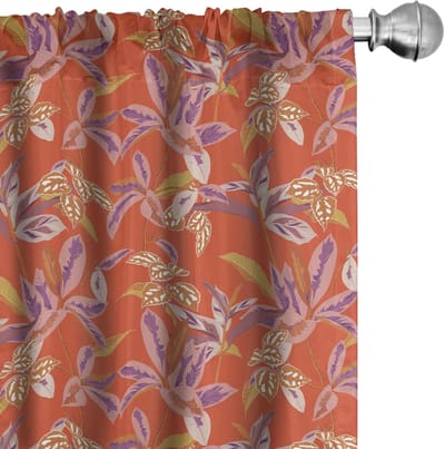 ABAKUHAUS Bloemen Gordijnen – 2x75x245 cm – Microvezel, Halfschaduw, Vermiljoen Multicolor