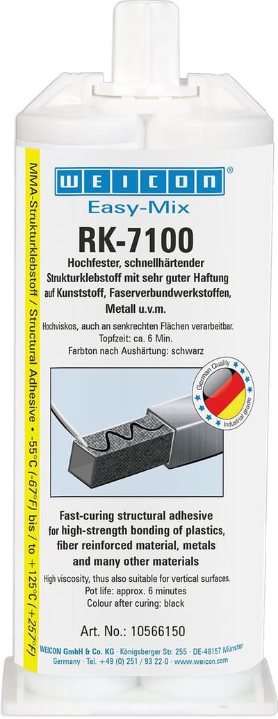 Weicon Easy-Mix RK-7100 – 50 ml acrylaat-structuurlijm – zwart voor kunststof en metaal