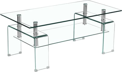 Heldere geharde glazen salontafel voor woonkamer en theetafel met glazen poot-helder