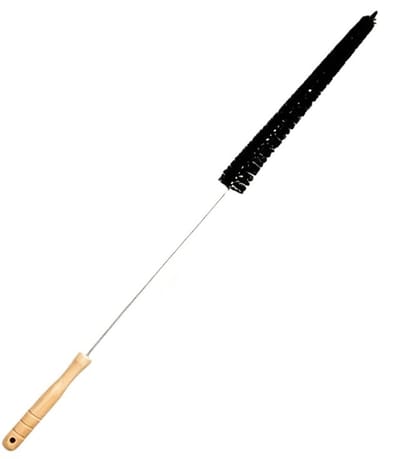 Radiatorborstel, lang, 120 cm, verwarmingsborstel voor platte radiatoren en ribradiatoren, flexibele radiatorreinigingsborstel met houten handvat, verwarmingsreiniger voor stof en vuil, 1 stuk, zwart