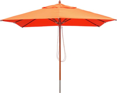Gastronomie houten parasol MCW-C57, tuinparasol, polyester/hout 14 kg, vierkant 3x3 m, trekkoord, schokbestendig ~ terracotta