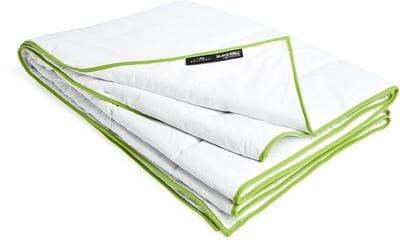 BLACKROLL® RECOVERY BLANKET 135x200 cm – 4-seizoenen herstel- & verzwaringsdeken – Ademend katoen – Voor ontspanning & diepe slaap – Wit/Groen
