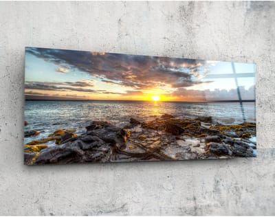 Panorama Glasschilderij - Landschappen - Zonsondergang - 92 x 36 cm