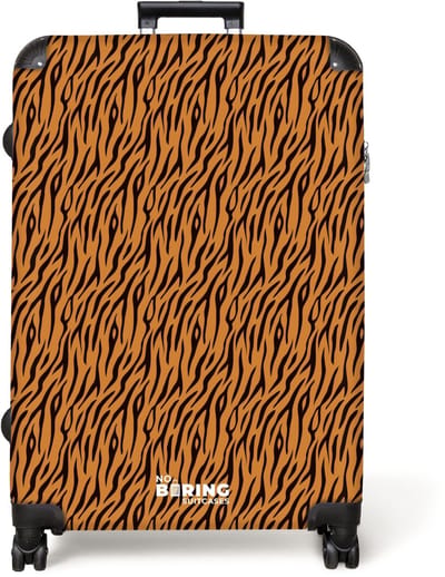 NoBoringSuitcases.com® - Koffer groot - Reiskoffer lichtgewicht - Oranje tijgerstrepen met vloeiend motief - Rolkoffer met 4 wielen - Grote trolley XL - 98 liter bagage