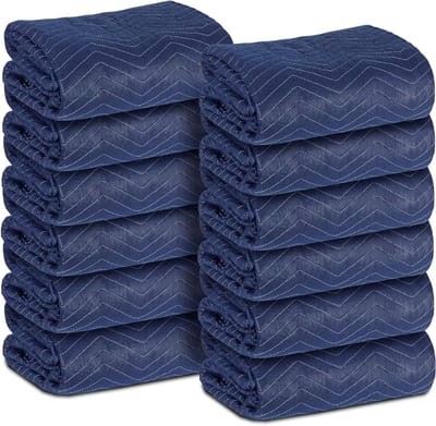 Verhuisdekens Zwaar - Beschermhoezen - Meubels Verplaatsen - Gewatteerde Katoenen Vulling - 12 Stuks 80x72 Inch - Donkerblauw