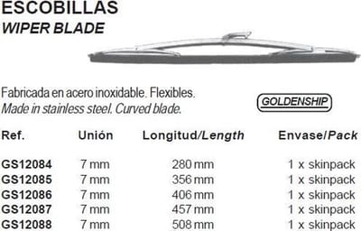 Goldenship Roestvrij Staal De Luxe Ruitenwisserblad Grijs 508 mm