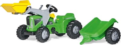 Traptrekker met Aanhanger - Kinder Voertuig - Buiten Spelen - Werkende Voorlader - 162 cm - Groen