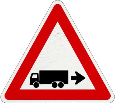 Achteruit rijdende vrachtwagen rechts bord | Sign Again materiaal | 40 cm
