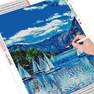 Diy 5d diamant schilderij landschap diamant borduurwerk kruissteek landschap volledige ronde diamant 20X30 blue
