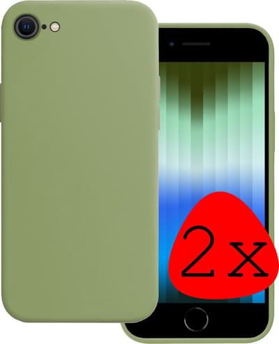 Hoesje 2 Stuks - Geschikt voor Apple iPhone SE (2022) - Sterk & Shockproof - Case Siliconen - Back Cover - Telefoon Hoes - Groen