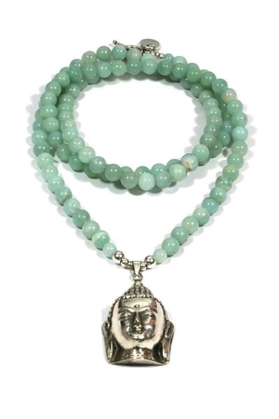 Heaven Eleven - dames - ketting - amazoniet - 925 - zilver - grote - buddha - 8mm - 80cm