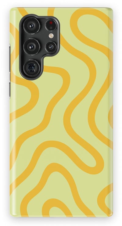 DripCase Curvy Lines Hoesje Samsung Galaxy S22 Ultra | Backcover met Mag | Design Tough Case Samsung Galaxy S22 Ultra Lemon Loop