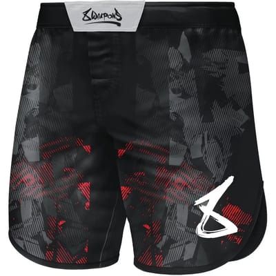8 Weapons Vechtsportbroek Fightshorts Hit 2.0 Zwart Rood - M