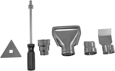 Hete Lucht Mondstuk Set - Luchtblazer Accessoires - Onkruid Verwijderen - Vijf Delige Set - 20 cm Lengte - Zilverkleurig
