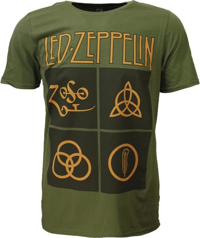 Led Zeppelin Golden Symbols T-Shirt - Officiële Merchandise - L