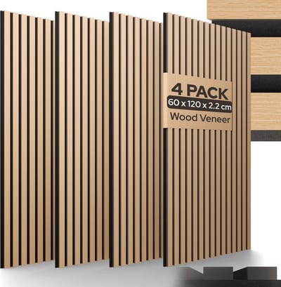 AREBOS Akoestisch paneel 120 x 60 cm lamellenwand houtlook wand geluidsisolatie