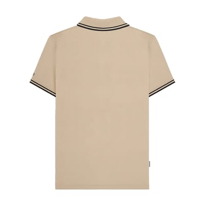 Lambretta Heren SS25 Tweekleurig Gestipt Poloshirt (Steen/Zwart)