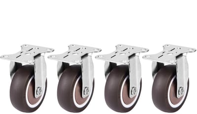 SnelShoppen - TPE Stupid Caster Wielen 2 inch, 4 Stuks Zwenkwielen voor Stoelen, Trolleys en Kasten, Geluidsarm en Vloerbeschermend, Tot 150kg Draagkr