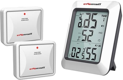 Draadloze Thermo Hygrometer - Weerstation Buiten - Binnen Klimaat - Groot Bereik 150m - 2 Stuks - Zwart