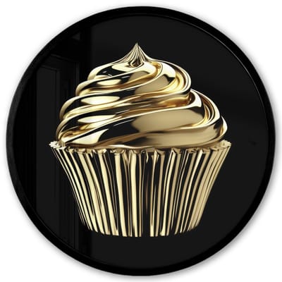 Poster in lijst Rond - Fotolijst 40x40 cm - Posters - Cupcake - Eten - Goud - Zwart - Ronde posterlijst zwart - Decoratie - Wanddecoratie woonkamer - Muurdecoratie slaapkamer