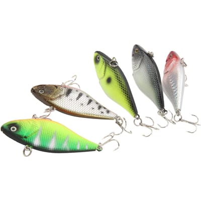 Kit d'appâts durs pour la pêche au lancer Leurres de surface Hameçons triples Ensemble d'appâts durs pour la pêche en eau salée et en eau douce gray