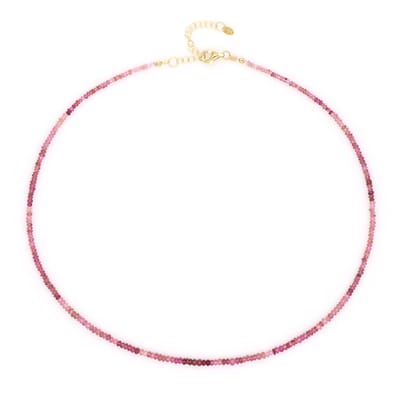 Cavill - 925 Sterling Zilver - Nigeriaanse Roze Toermalijn Fancy Kralen 23,34 ct - Verstelbare Fijne Ketting Dames - Elegante, Modieuze Sieraden