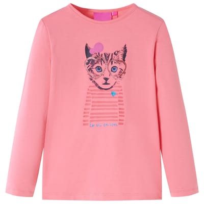vidaXL - Kindershirt - met - lange - mouwen - 128 - roze