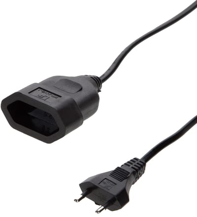 Universeel Snoer 2x0.75mm2 zwart 5M verlengsnoer met eurostekker K00083