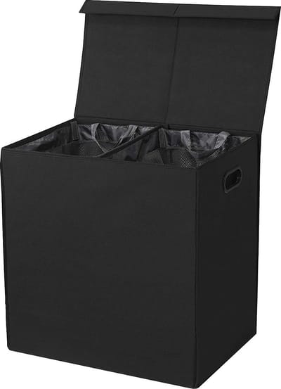 Basic wasmand - Opvouwbaar - 2 compartimenten - 120 liter - Zwart