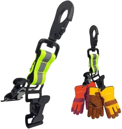 Dubbele Clip Handschoenhouder met Reflecterende Elementen, Metalen Carabiner voor Handschoenen, Veiligheidshelmen en Mondmaskers (Groen)