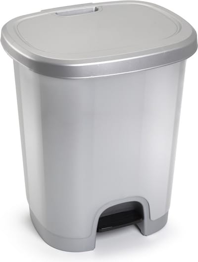 Plasticforte Pedaalemmer - zilver - 18 liter - 33x28x40 cm - kunststof - prullenbak