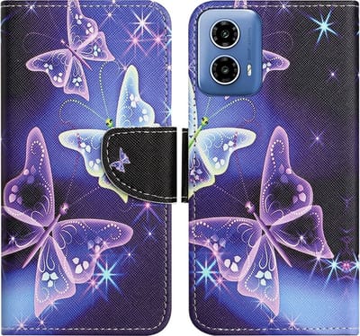 Coverup Hoesje - Geschikt voor Motorola Moto G35 Hoesje - Coverup Book Case - Vlinders